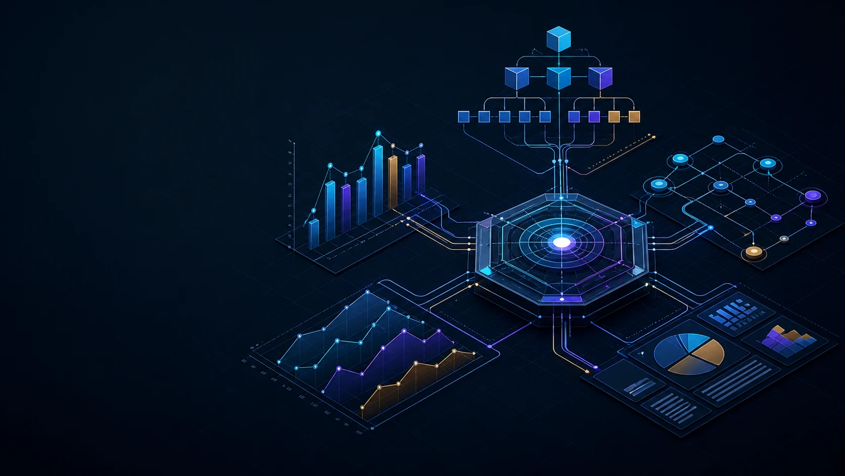 A precise rendering core connecting charts, topology, hierarchy, and report surfaces
