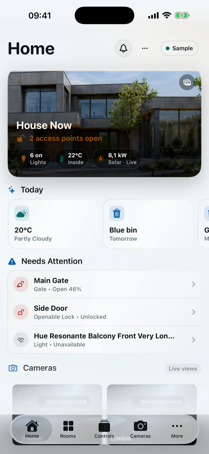 CasaRay Home screen on iPhone