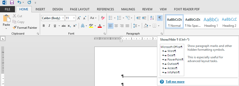 how to get rid of typographical symbols in word 2010