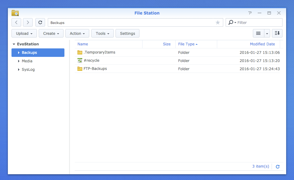 Otwarty Synology File Station na pulpicie DSM