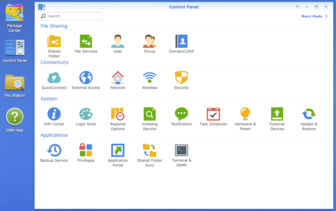 Panel sterowania Synology z zaznaczonym Task Scheduler