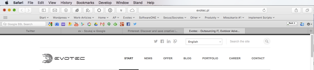 Safari menu bar showing the Stand menu