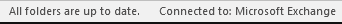 Pasek stanu Outlooka z komunikatem All folders are up to date po synchronizacji skrzynki