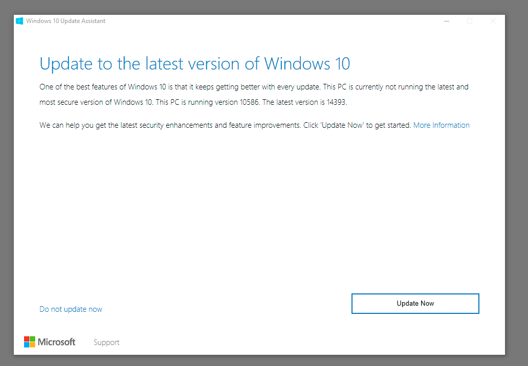 Windows 10 Update Assistant oferujacy pobranie aktualizacji Anniversary Update