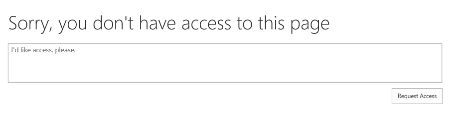 SharePoint Online page showing the access denied error message