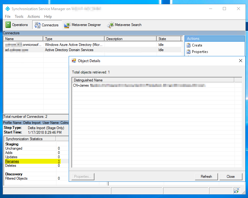 Ponowne uruchomienie synchronizacji Azure AD Connect po przeniesieniu uzytkownika z powrotem do zakresu sync