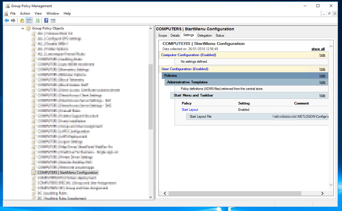 Lokalizacja szablonow administracyjnych w zasadach grupy dla konfiguracji Start Layout