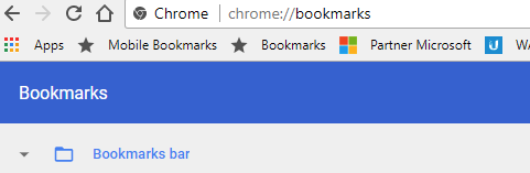 Chrome bookmarks bar with a Mobile bookmarks shortcut added