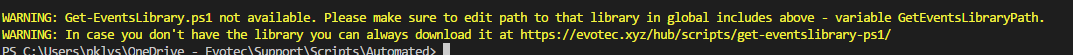 Get-EventsLibrary.ps1 Error