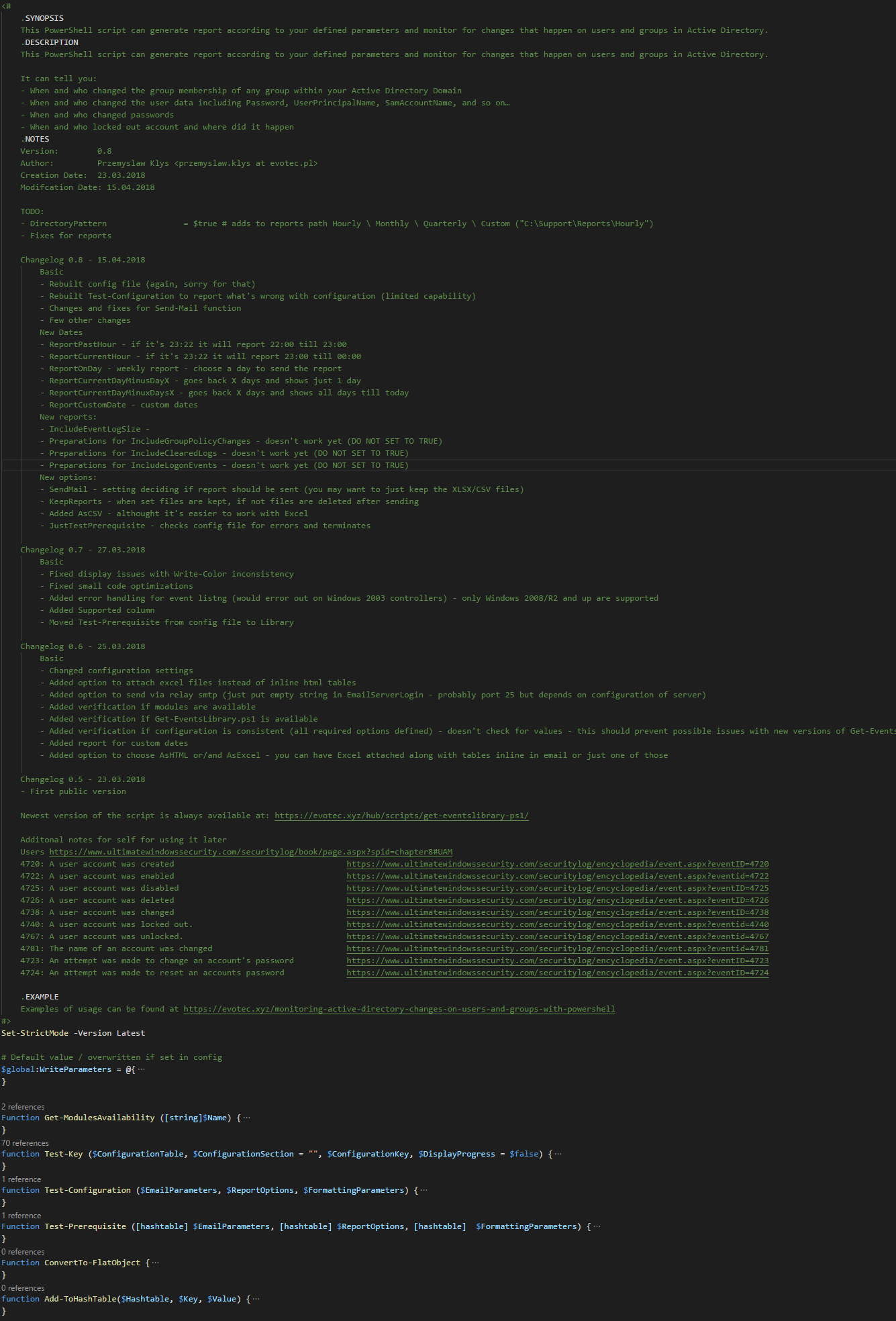 Glowna biblioteka PowerShell Get-EventsLibrary.ps1
