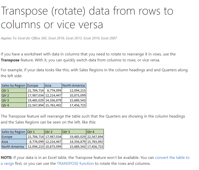 Przyklad zamiany wierszy i kolumn w tabeli
