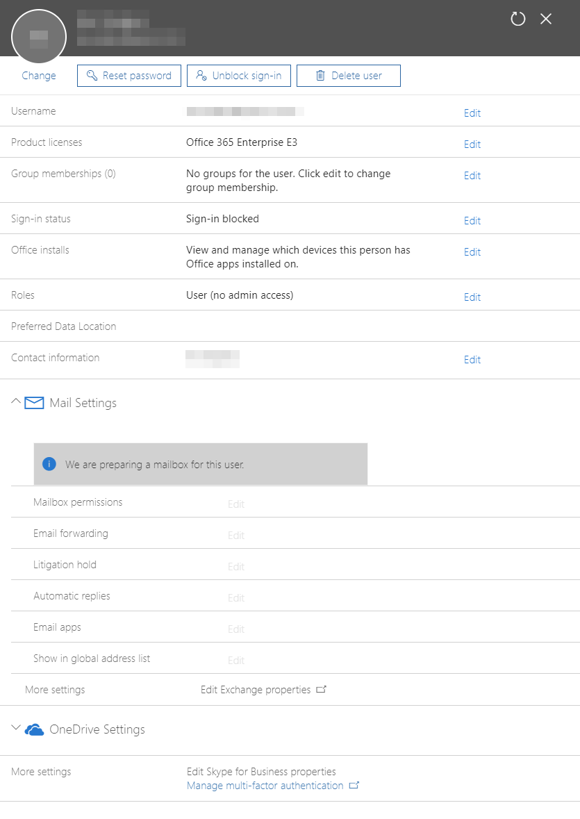 Lista skrzynek w Exchange Online po przypisaniu licencji uzytkownikom i poprawnym zakonczeniu aktywacji.