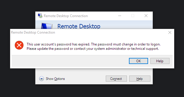 Expired password RDP