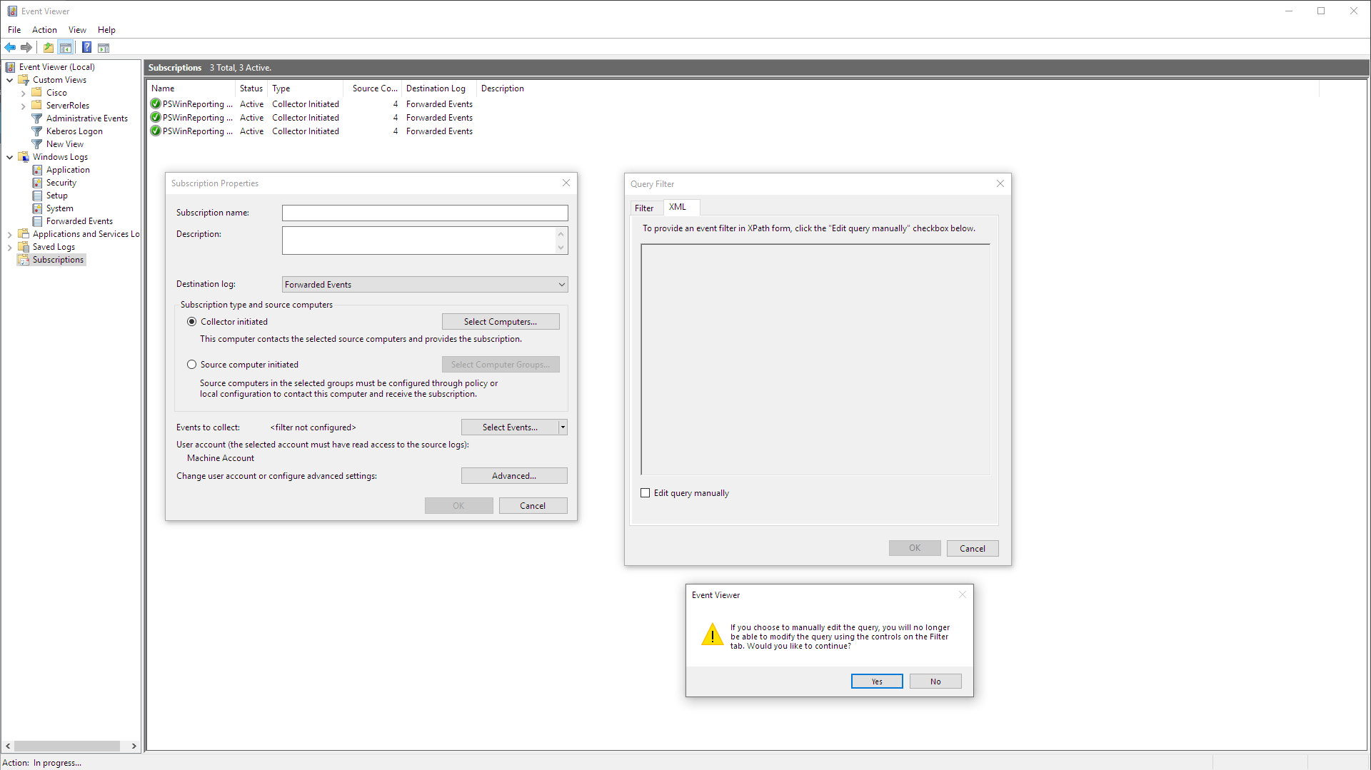 Event Viewer - Subscriptions XML/XPATH