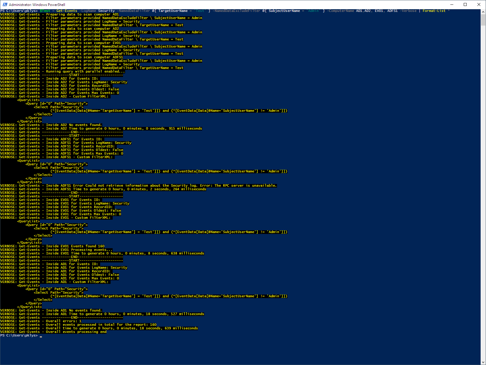 Get-Events Advanced Usage