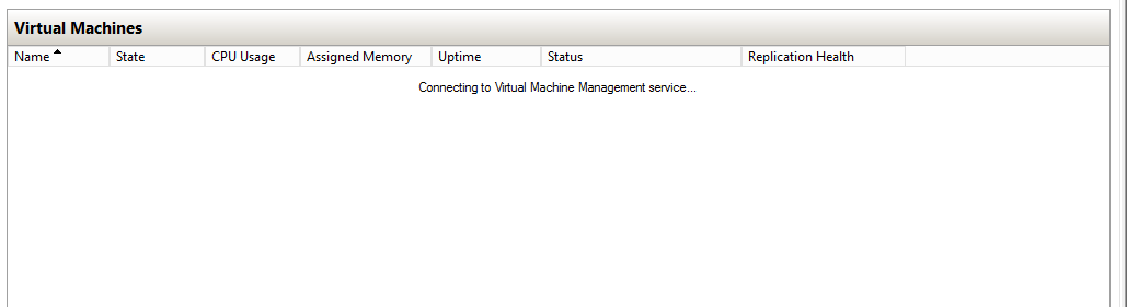 Windows Services console highlighting the Hyper-V Virtual Machine Management service