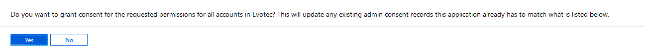 Okno potwierdzenia admin consent dla aplikacji Azure