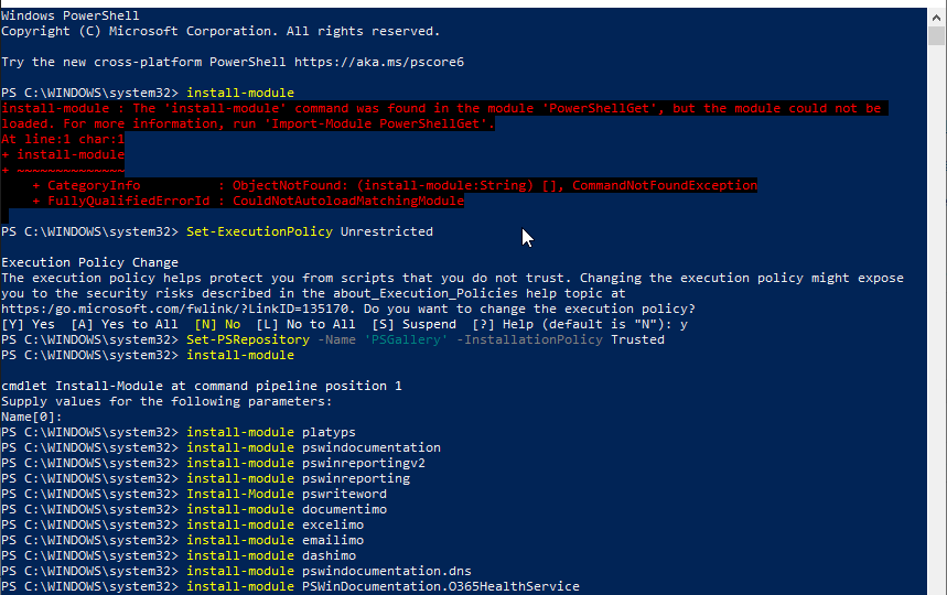 install-module : The ‘install-module' command was found in the module ‘PowerShellGet', but the module could not be loaded.