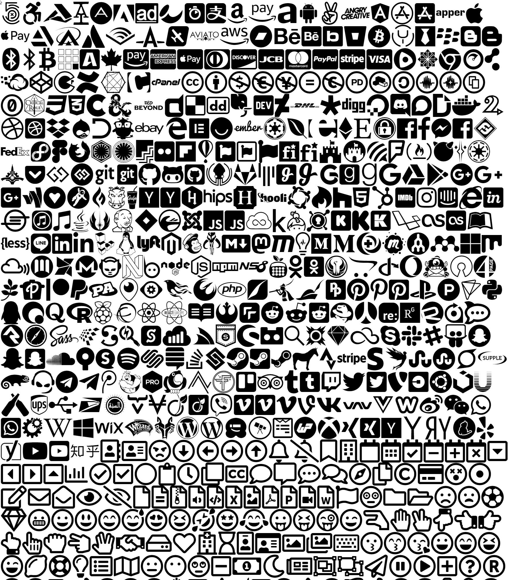 Przyklady ikon zakladek Dashimo dla IconRegular, IconSolid i IconBrands