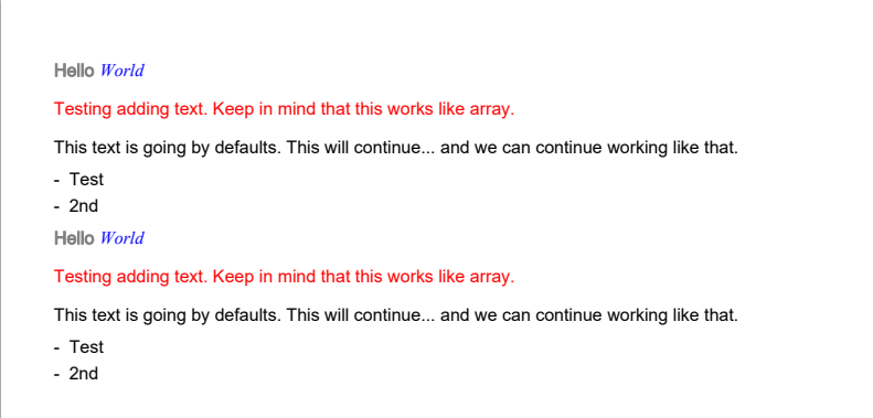 Przykladowy PDF wygenerowany przez New-PDF z blokami tekstu i krotka lista punktowana