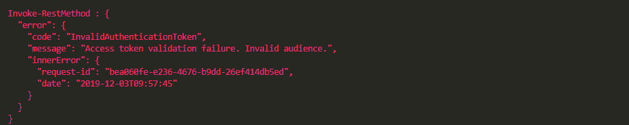 Zapytanie do Microsoft Graph konczace sie bledem InvalidAuthenticationToken w PowerShell