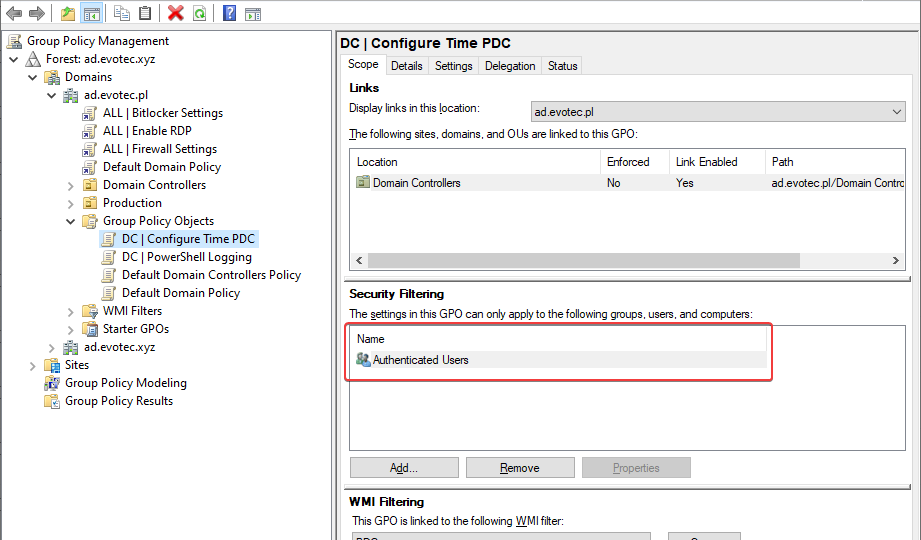 Missing Permissions Authenticated Users