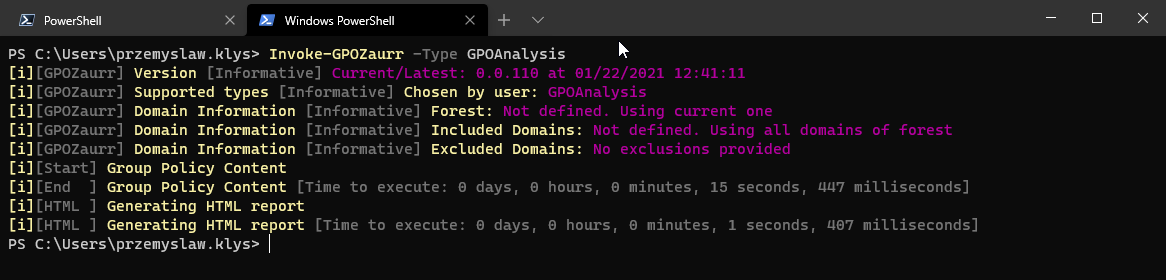 Karta AccountPolicies w GPOAnalysis pokazująca ustawienia haseł i blokady kont w tabeli.