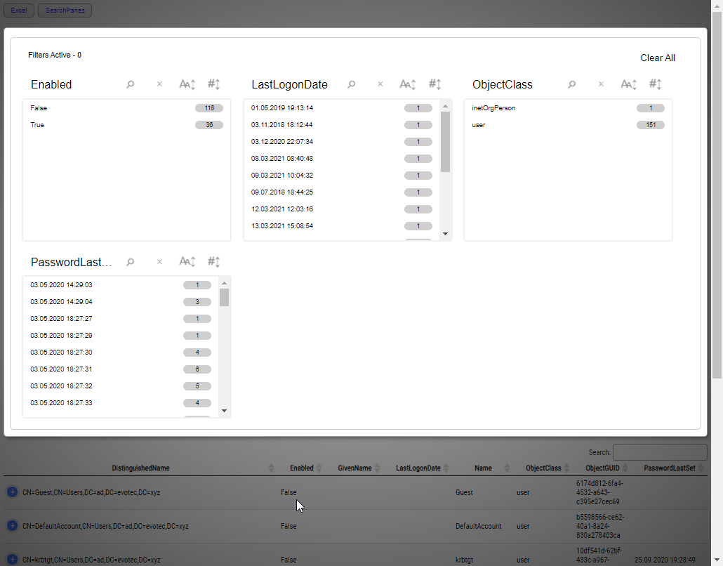 HTML Search Panes in DataTables via PowerShell