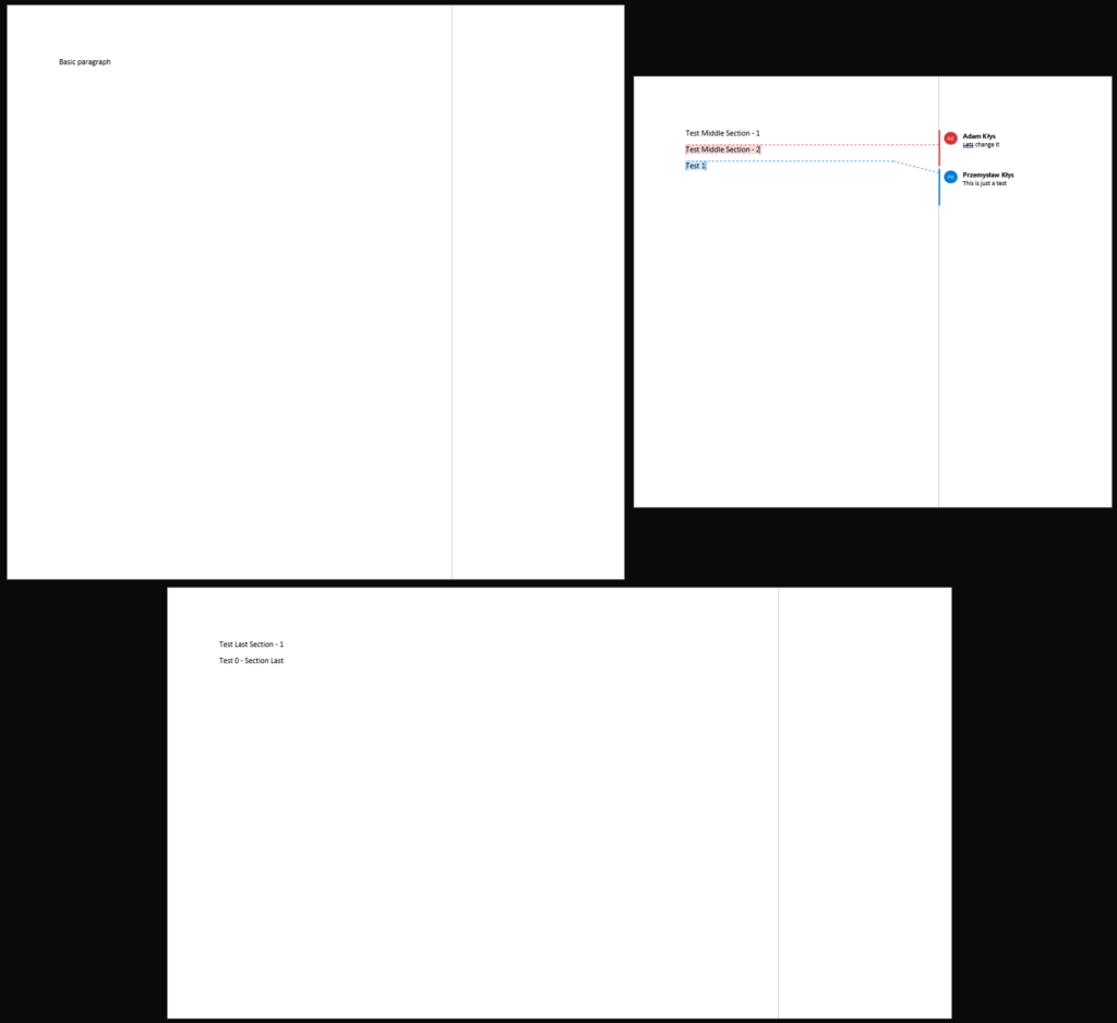 Dokument Word z OfficeIMO z sekcjami i mieszanym ukladem stron