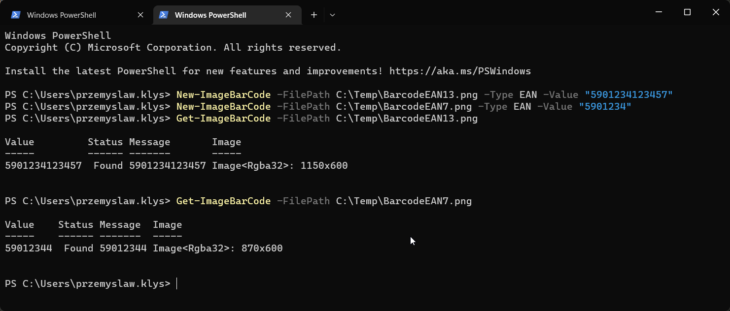 Create and Read BarCodes with PowerShell