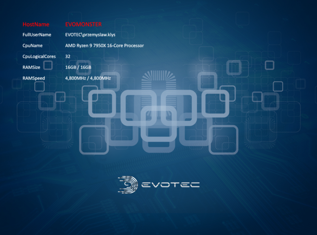 Tapeta PowerBGInfo pokazujaca wbudowane informacje systemowe bialym tekstem