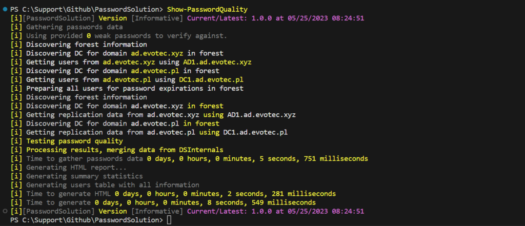 Pomoc konsolowa albo przykladowy wynik polecenia Show-PasswordQuality