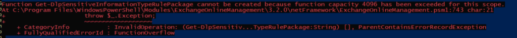 Blad PowerShell o przekroczeniu limitu 4096 funkcji w zakresie