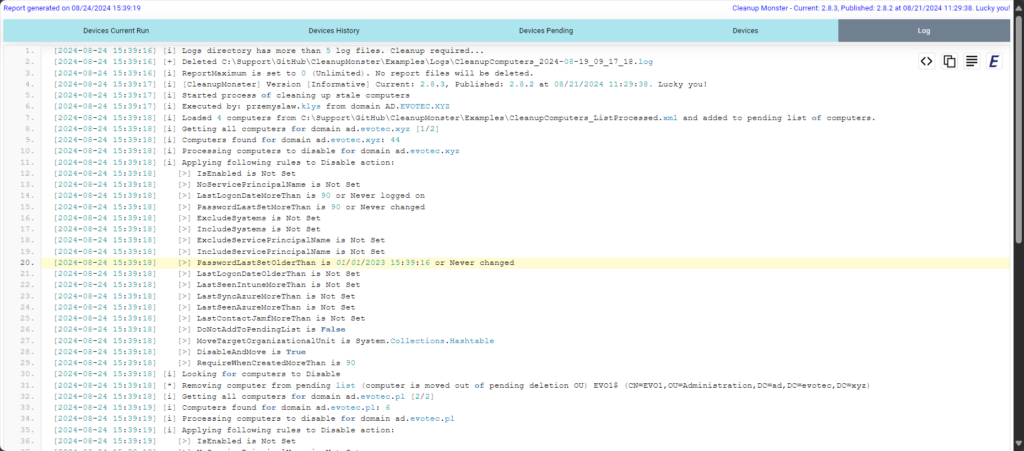 CleanupMonster pending deletion list showing devices waiting for final cleanup